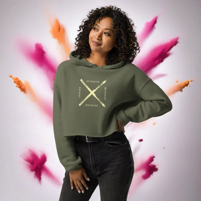 Cropped Damen Hoodie mit „Attentive & Balanced“-Print Attentive & Balanced