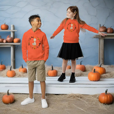Orangener Kinder-Halloween-Hoodie mit Mumie Attentive & Balanced