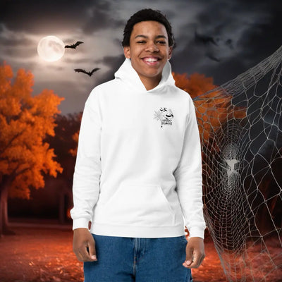Halloween Hoodie mit Rückendruck – Kürbis & Spruch „Süßes sonst gibt’s Saures“ Attentive & Balanced