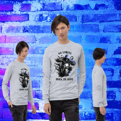 Herren-Langarmshirt – NO LIMITS Biker-Shirt mit Totenkopf Attentive & Balanced